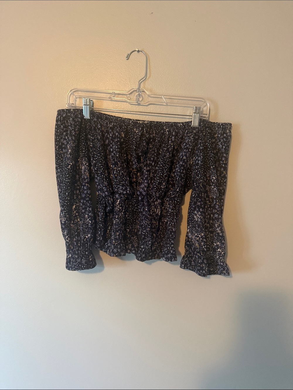 Wallflower Black Floral Smocked Off-Shoulder Top